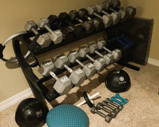 Home Gym Equipment Bundle - Dumbbells, Adjustable Bench, Resistance Bands, Balance Trainer & More