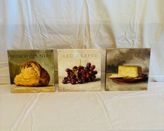 intage Culinary Art Tiles - French Country, Red Grapes, Gruyère Cheese Kitchen Decor