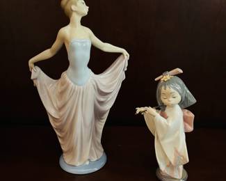 Elegant Porcelain Figurine Set by LLADRO - Ballerina and Asian Girl with Instrument