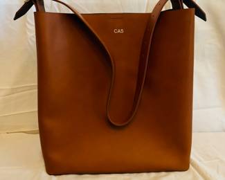Designer Leather Tote Bag - CAS Brand with Interior Pocket and Sturdy Handles
