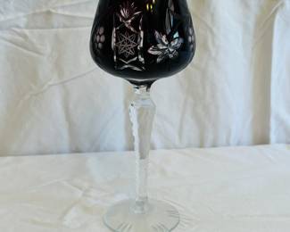Vintage AJKA Martisa Grape Hungarian Cut to Clear Crystal Wine Stem Glass