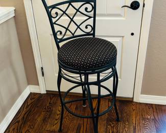 Metal Swivel Barstool with Patterned Cushion