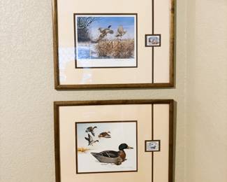 Vintage Wildlife Art Prints Set - Framed Ducks in Nature Scenes, Signed and Numbered