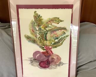 Signed Original Watercolor On Paper Of Beets, Signed Keaton 