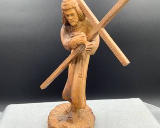 Wood carved Jesus with cross