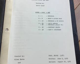 Mary Tyler Moore production script, 1979