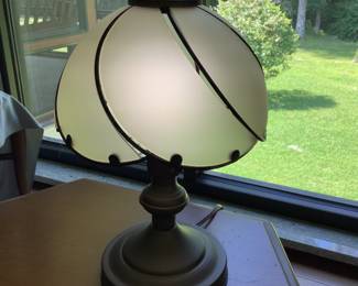 Table Lamp With Frosted Glass Swirl Panels, 3 Way Touch Lamp, Oil Rubbed Bronze Finish On Base And Finial