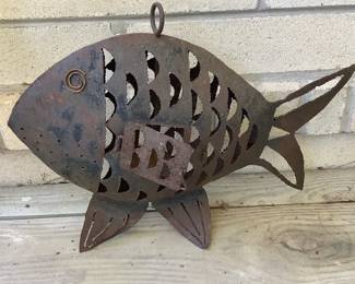 Hanging Metal fish candle holder