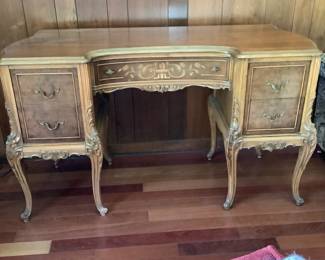 Antique French desk with fabulous marquetry