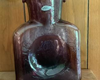 Blenko Handcraft Labeled Amethyst Double Spout Water Pitcher, Personally Signed Richard Blenko, Members Only