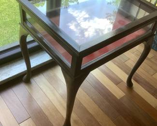 Table Display Case With Glass Top, Sides, Queen Anne Legs