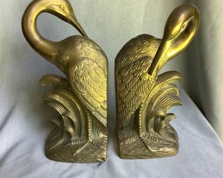 Brass Egret Bookends
