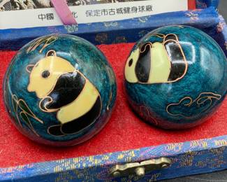 Cloisonné Panda Baoding Chime Health Stress Balls