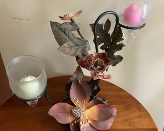 Silk flower candle holder