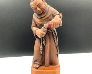 Vintage Toriart Wood Carved Monk Made In Italy