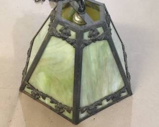 Antique Slag Glass Swag Lamp