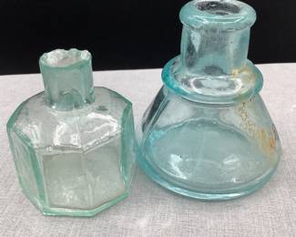 2 ink wells from antique ink well bottle collection