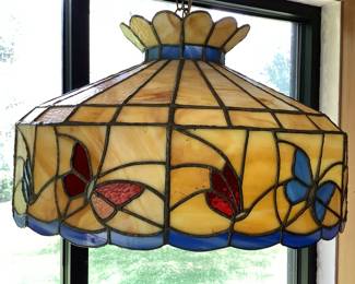 Hanging stained glass shade, butterfly design
