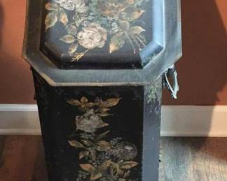 Antique Victorian Coal Hod Scuttle Box Fireplace Bin with insert, hard to find.
