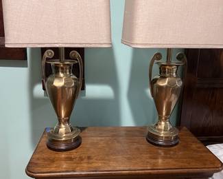END TABLE SOLD -  
Vintage solid brass trophy lamps 