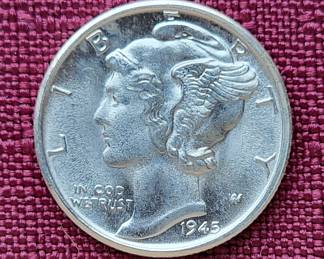 Many silver dollars and other coins and currency