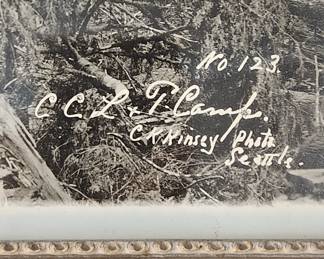 Three antique 11" x 14" photographs by Clark Kinsey, well known Seattle photographer who documented West Coast logging in Oregon and Washington from the 1920s to 1945.