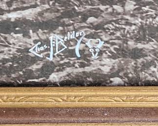 Signed Charles Belden photograph of sheep on a hillside