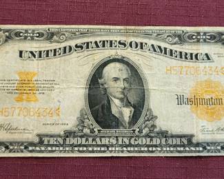 RARE Series 1922 US $10 Gold Seal Gold Certificate