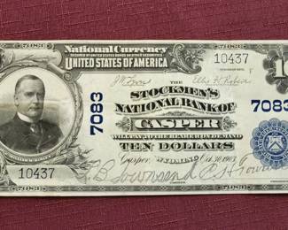 RARE 1902 $10 Note Stockmens Nat'l Bank Casper WY