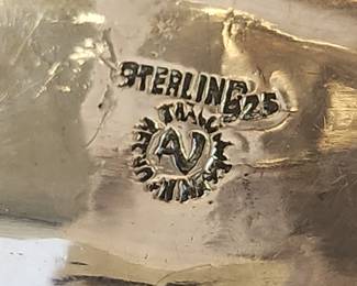 BIG Modernist style hinged cuff bracelet signed by Taxco, Mexico artist Alfredo Villasana. The artist worked for legendary silversmiths William Spratling and Hector Aguilar. An impressive statement piece.