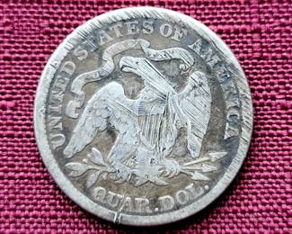 Many silver dollars and other coins and currency