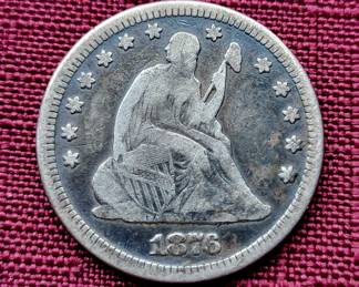 Many silver dollars and other coins and currency