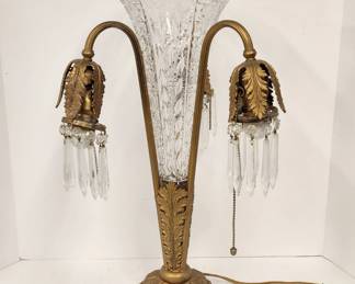 Antique cut glass & ormolu table lamp