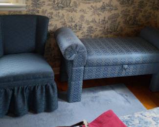 Coordinating Blue Chair and Settee
