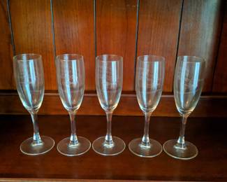 Vintage Amtrak Silver Service Champagne Flutes 5 And Vintage Cocktail Napkins