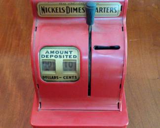 Vintage Uncle Sams Metal Red 3 Coin Register