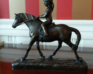 1996 Signed Bronze Sculpture Statue of Jockey Horse  B A Ormond for Genesis