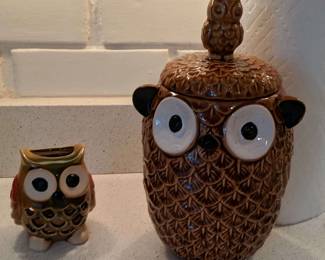 Owl Cookie Jar And Candle Holder
