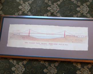 Golden Gate Bridge Engineer Drawing Framed