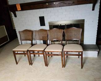 4 Foldable Cane Back Chairs