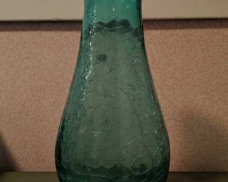 Vintage Blenko Green Crackle Vase NOT A CHIP I DONT THINK