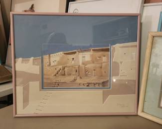 "Acoma Pueblo" by James Harrill & Mat design by Christine of Santa Fe