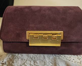 Zac Posen dark purple suede mini cross body bag