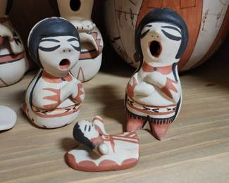 3 Piece Pottery Polychrome Nacimiento Set 