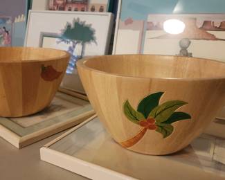 Clay Art Large Wooden Palm Tree Fruit/Salad Bowl