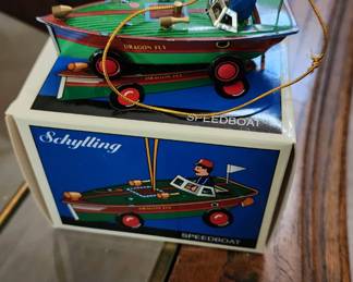 Schylling Tin Toy Speedboat Boat Tree Ornament