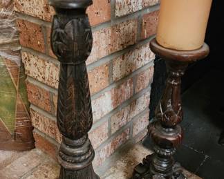 Tall Wood Candlesticks