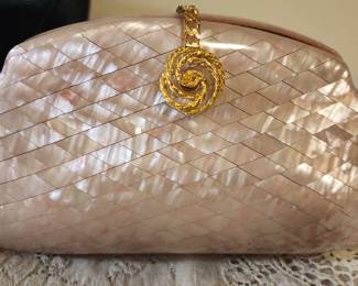 Nordstrom Hard Shell Mother Of Pearl Purse Made In Italy