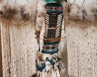 Rare Hopi Dancer Copper Signed K Bird Kachina Doll Large 45"