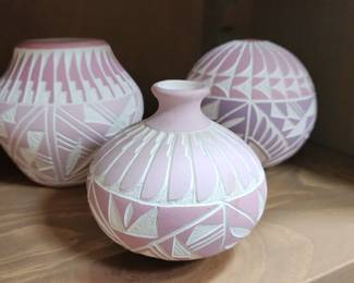3 Pieces Acoma Laguna Pottery Signed Diane Aragon Native American